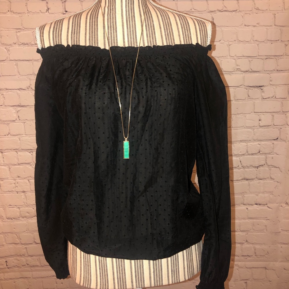 Joe Fresh Black Long Sleeve off Shoulder Top